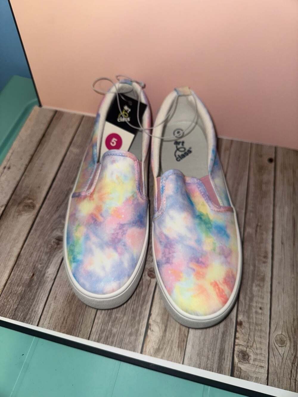 Art Class Girls Multicolor Tie Dye Canvas Slip-On Sneakers Size 5 - Picture 2 of 3